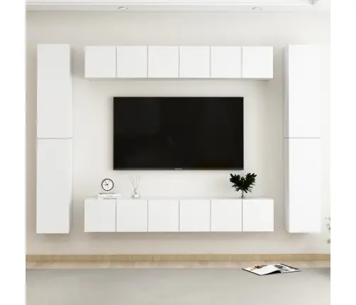 10-Osaline Telerikappide Komplekt, Valge, Tehispuit