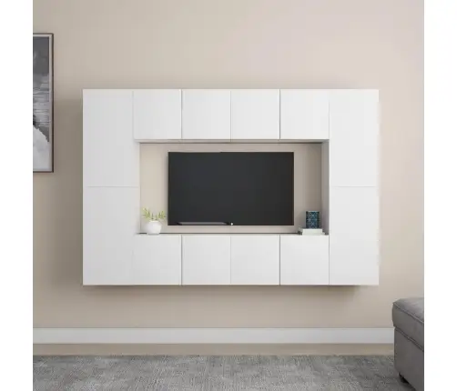 Televizoriaus Spintelių Komplektas, 8 Dalių, Baltas, Mediena