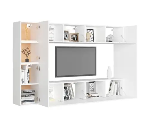 8-Daļīgs Tv Skapīšu Komplekts, Balts, Inženierijas Koks Vidaxl