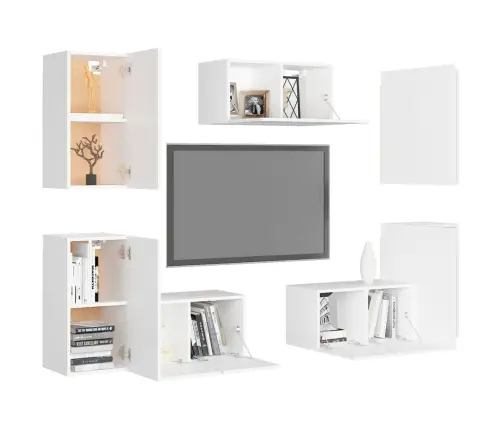 7-Osaline Telerikappide Komplekt, Valge, Tehispuit