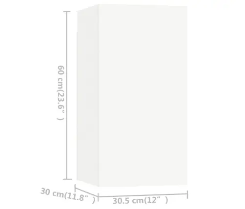 7-Osaline Telerikappide Komplekt, Valge, Tehispuit