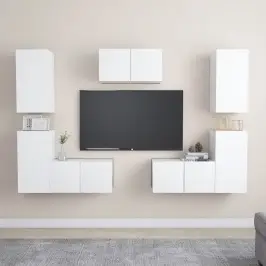 7-Osaline Telerikappide Komplekt, Valge, Tehispuit