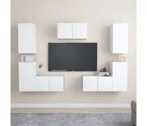 7-Osaline Telerikappide Komplekt, Valge, Tehispuit