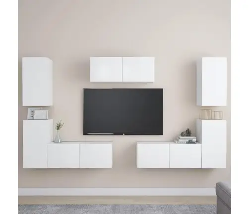 7-Osaline Telerikappide Komplekt, Valge, Tehispuit