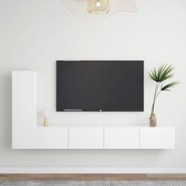 3-Daļīgs Tv Skapīšu Komplekts, Balts, Inženierijas Koks Vidaxl