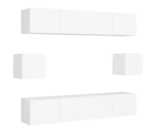 6-Daļīgs Tv Skapīšu Komplekts, Balts, Inženierijas Koks Vidaxl