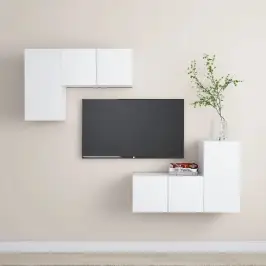 4-Daļīgs Tv Plauktu Komplekts, Balts, Inženierijas Koks Vidaxl