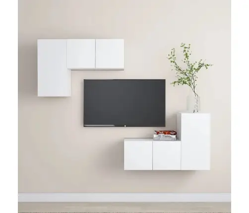 4-Osaline Telerikappide Komplekt, Valge, Tehispuit