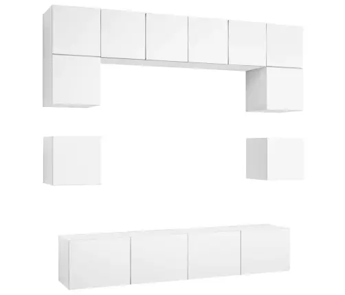 8-Osaline Telerikappide Komplekt, Valge, Tehispuit