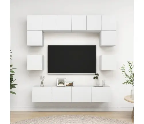 8-Osaline Telerikappide Komplekt, Valge, Tehispuit