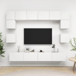 8-Daļīgs Tv Skapīšu Komplekts, Inženierijas Koks, Balts Vidaxl