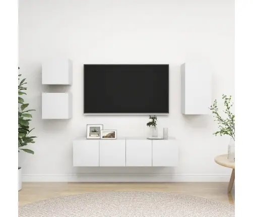 5-Daļīgs Tv Plauktu Komplekts, Balts, Inženierijas Koks Vidaxl