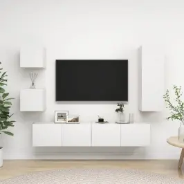 5-Daļīgs Tv Skapīšu Komplekts, Balts, Inženierijas Koks Vidaxl