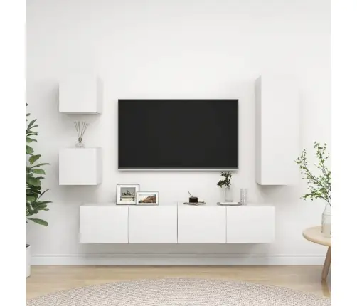 5-Daļīgs Tv Skapīšu Komplekts, Balts, Inženierijas Koks Vidaxl
