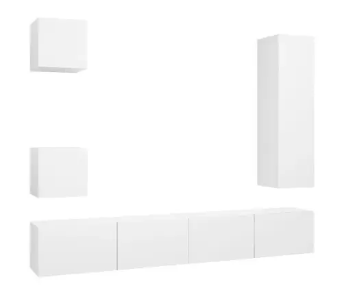 5-Osaline Telerikappide Komplekt, Valge, Tehispuit