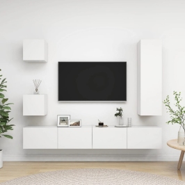 5-Daļīgs Tv Skapīšu Komplekts, Balts, Inženierijas Koks Vidaxl