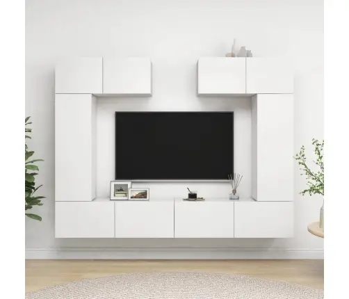 Televizoriaus Spintelių Komplektas, 6 Dalių, Baltas, Mediena