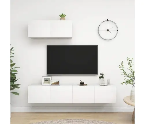 Tv Skapīši, 3 Gab., Balti, Inženierijas Koks Vidaxl Tv Skapīši, 3 Gab., Balti, Inženierijas Koks Vidaxl
