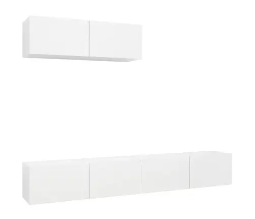 Televizoriaus Spintelės, 3Vnt., Baltos, Apdirbta Mediena