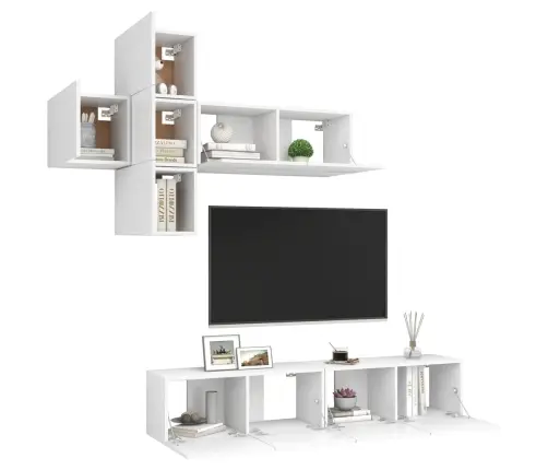 7-Daļīgs Tv Skapīšu Komplekts, Balts, Inženierijas Koks Vidaxl