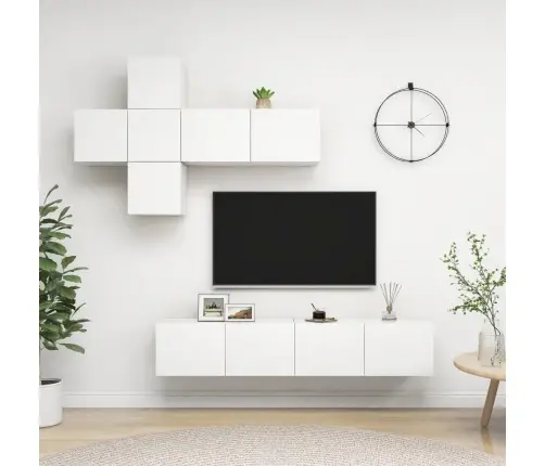7-Daļīgs Tv Skapīšu Komplekts, Balts, Inženierijas Koks Vidaxl