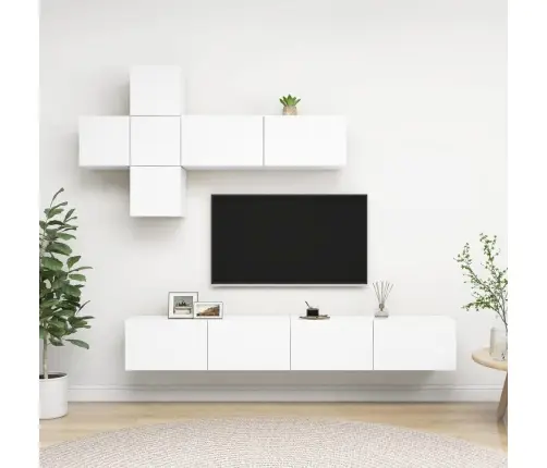 7-Daļīgs Tv Skapīšu Komplekts, Balts, Inženierijas Koks Vidaxl