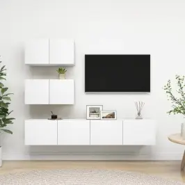 4-Daļīgs Tv Skapīšu Komplekts, Balts, Inženierijas Koks Vidaxl