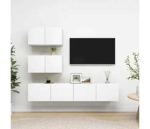 4-Daļīgs Tv Skapīšu Komplekts, Balts, Inženierijas Koks Vidaxl