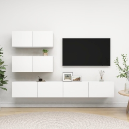 4-Daļīgs Tv Skapīšu Komplekts, Balts, Inženierijas Koks Vidaxl