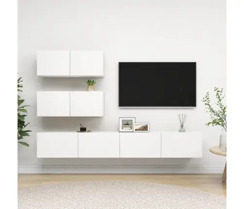 4-Daļīgs Tv Skapīšu Komplekts, Balts, Inženierijas Koks Vidaxl