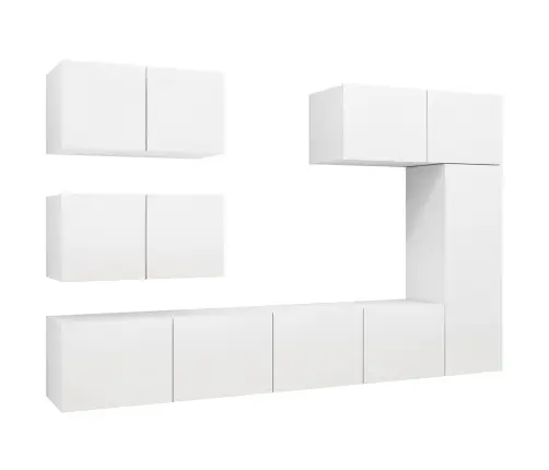 6-Osaline Telerikapikomplekt, Valge, Tehispuit