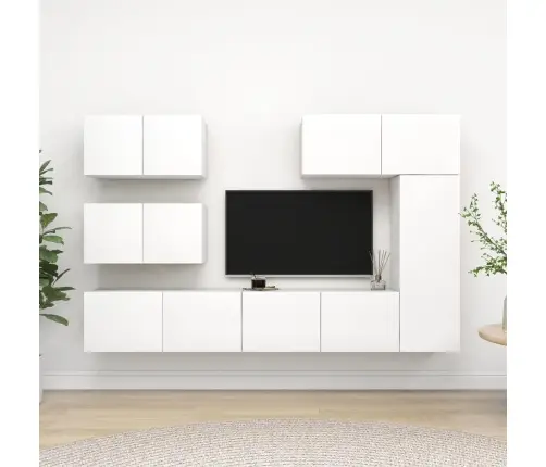 6-Osaline Telerikapikomplekt, Valge, Tehispuit