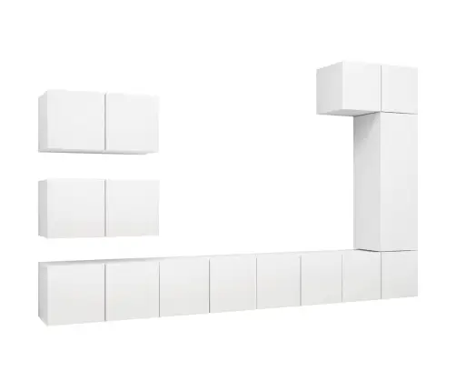 8-Osaline Telerikappide Komplekt, Valge, Tehispuit