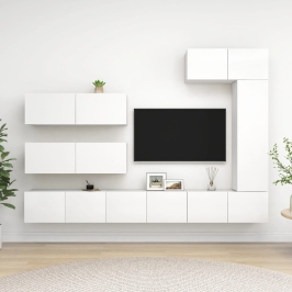 7-Osaline Telerikappide Komplekt, Valge, Tehispuit