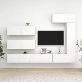 7-Daļīgs Tv Skapīšu Komplekts, Balts, Inženierijas Koks Vidaxl