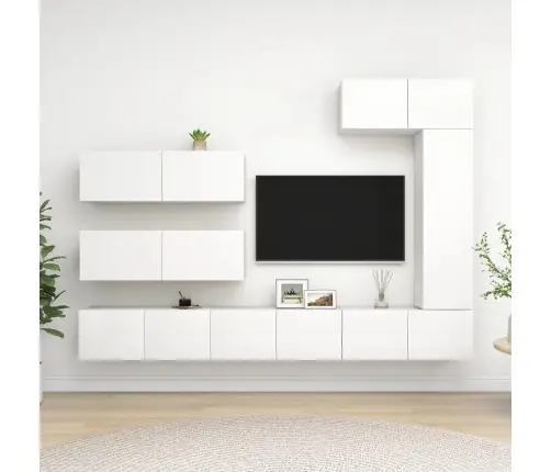 7-Daļīgs Tv Skapīšu Komplekts, Balts, Inženierijas Koks Vidaxl