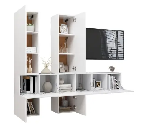 7-Osaline Telerikappide Komplekt, Valge, Tehispuit