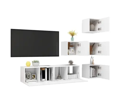 Televizoriaus Spintelių Komplektas, 6 Dalių, Baltas, Mdp