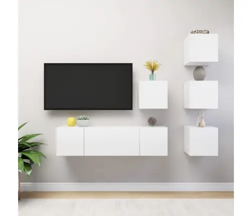 Televizoriaus Spintelių Komplektas, 6 Dalių, Baltas, Mdp
