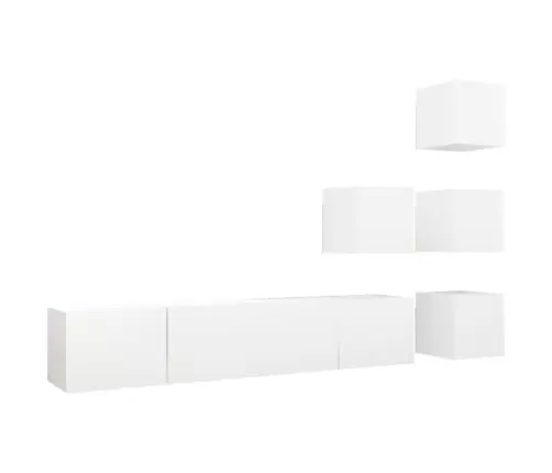 6-Daļīgs Tv Skapīšu Komplekts, Balts, Inženierijas Koks Vidaxl
