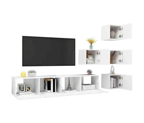 6-Daļīgs Tv Skapīšu Komplekts, Balts, Inženierijas Koks Vidaxl