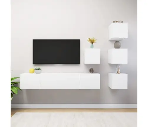 6-Daļīgs Tv Skapīšu Komplekts, Balts, Inženierijas Koks Vidaxl