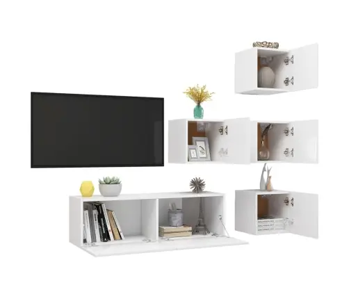 5-Osaline Telerikappide Komplekt, Valge, Puitlaastplaat