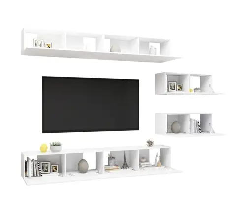 6-Daļīgs Tv Skapīšu Komplekts, Balts, Inženierijas Koks Vidaxl