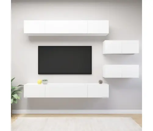 6-Daļīgs Tv Skapīšu Komplekts, Balts, Inženierijas Koks Vidaxl
