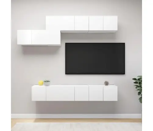 7-Daļīgs Tv Plauktu Komplekts, Balta Inženierijas Koks Vidaxl