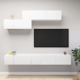 6-Daļīgs Tv Skapīšu Komplekts, Balts, Inženierijas Koks Vidaxl
