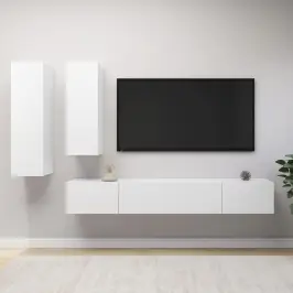 4-Daļīgs Tv Skapīšu Komplekts, Balts, Inženierijas Koks Vidaxl