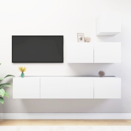 4-Daļīgs Tv Skapīšu Komplekts, Balts, Inženierijas Koks Vidaxl