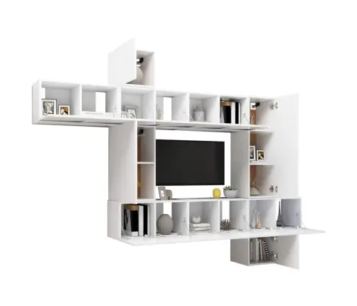 10-Daļīgs Tv Plauktu Komplekts, Balta Inženierijas Koks Vidaxl